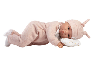 Llorens 74508 NEW BORN - realistická panenka miminko se zvuky a látkovým tělem - 45 cm