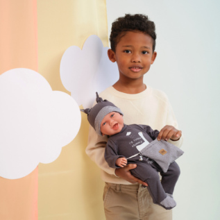 Llorens 74107 NEW BORN realistická panenka miminko se zvuky a měkkým látkovým tělem 42 cm