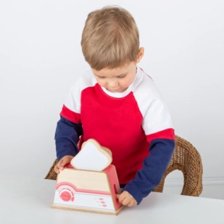 Bigjigs Toys Dřevěný toaster růžový