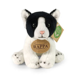 Plyšová kočka černo-bílá sedící 14 cm ECO-FRIENDLY