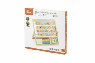 Dřevěná abeceda a hodiny v českém jazyce