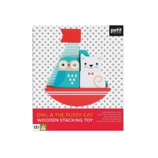 Petit Collage Dřevěná skládací věž Sova a kočička