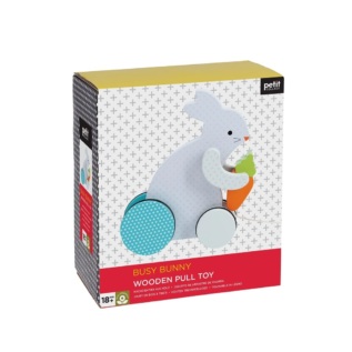 Petit Collage Dřevěná tahací hračka Králíček s mrkví
