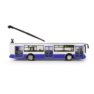 Trolejbus který hlásí zastávky česky 28 cm modrý