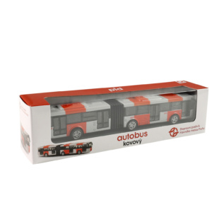 Kovový kloubový autobus PID Praha červený 18 cm