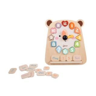 Dřevěná vkládačka hodiny medvěd v krabici