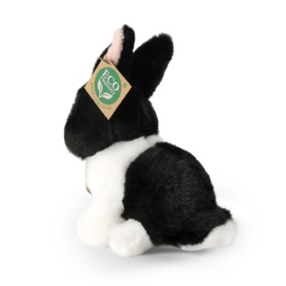 Plyšový králík bílo-černý sedící 16 cm ECO-FRIENDLY
