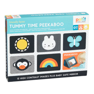 Petit Collage Čas na bříšku - zrcátko s obrázky Peekaboo