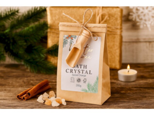 Dárková sada sůl do koupele 106x80x175mm+dřevěná lžíce mix