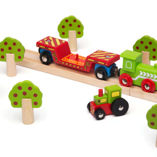 Bigjigs Rail Vagon s traktorem + 2 koleje