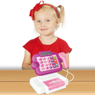 MINI OBCHOD - pokladna česká s učením jak nakupovat - růžová