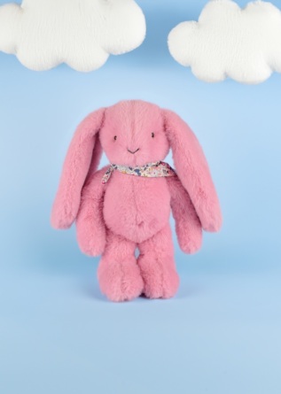 Doudou Plyšový králíček s šátkem růžový 35 cm