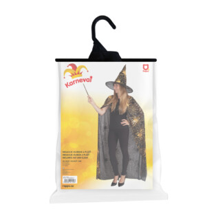 Čarodějnický plášť s kloboukem a pavučinou pro dospělé