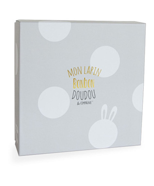 Doudou Dárková sada - Plyšový králíček krémový 26 cm