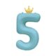 Balónek fóliový 82 cm světle modrý s korunkou číslo 5