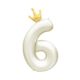 Balónek fóliový 82 cm světle krémový s korunkou číslo 6