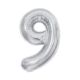 Balónek fóliový 85 cm stříbrný číslo 9