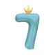 Balónek fóliový 82 cm světle modrý s korunkou číslo 7