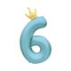 Balónek fóliový 82 cm světle modrý s korunkou číslo 6