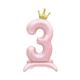 Balónek fóliový Stojící číslo 3 s korunkou světle růžové 82 cm