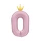 Balónek fóliový 82 cm světle růžový s korunkou číslo 0