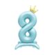 Balónek fóliový Stojící číslo 8 s korunkou světle modré 82 cm