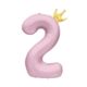 Balónek fóliový 82 cm světle růžový s korunkou číslo 2