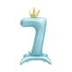 Balónek fóliový Stojící číslo 7 s korunkou světle modré 82 cm