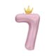 Balónek fóliový 82 cm světle růžový s korunkou číslo 7
