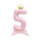 Balónek fóliový Stojící číslo 5 s korunkou světle růžové 82 cm