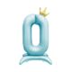 Balónek fóliový Stojící číslo 0 s korunkou světle modré 82 cm