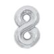 Balónek fóliový 85 cm stříbrný číslo 8