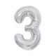 Balónek fóliový 85 cm stříbrný číslo 3