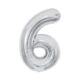 Balónek fóliový 85 cm stříbrný číslo 6