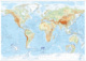 Svět Nástěnná mapa reliéfy a povrch
