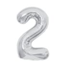 Balónek fóliový 85 cm stříbrný číslo 2