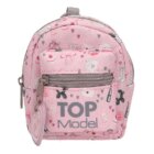 Přívěsek mini batůžek s karabinkou Top Model, ozdoba srdíčka, šedý zip