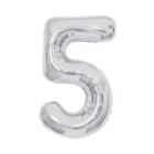 Balónek fóliový 85 cm stříbrný číslo 5