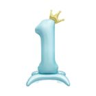Balónek fóliový Stojící číslo 1 s korunkou světle modré 82 cm