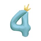 Balónek fóliový 82 cm světle modrý s korunkou číslo 4