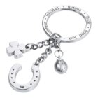 Troika klíčenka - podkova, beruška, čtyřlístek (kovová, stříbrná)