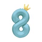 Balónek fóliový 82 cm světle modrý s korunkou číslo 8