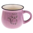 Hrnek keramický s kočkou - fialový 368 ml