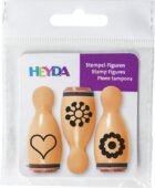 HEYDA Dřevěná razítka kuželky - květ, srdce