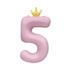 Balónek fóliový 82 cm světle růžový s korunkou číslo 5