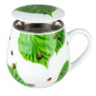 Hrnek buclák s víčkem a sítkem - Berušky na listech / Little Hearts