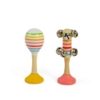 Bigjigs Toys Sada Rumba koule žlutá a rolničky růžové