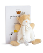 Doudou Dárková sada - Hračka s úchytem na dudlík medvídek král 15 cm