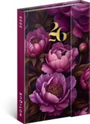 Diář 2026: Fialové květy - týdenní, magnetický, 11 x 16 cm