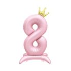 Balónek fóliový Stojící číslo 8 s korunkou světle růžové 82 cm